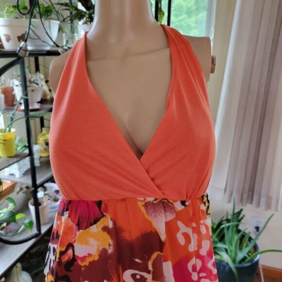 Summer Dress No Boundaries 7-9 Junior halter floral Criss-cross padded hi-low - Picture 5 of 10